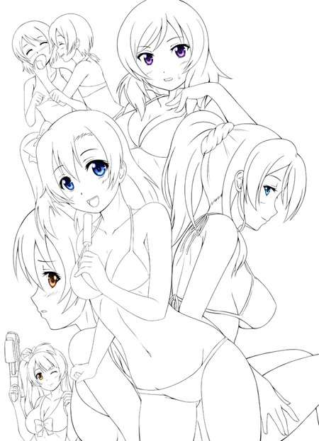 ラブライブ本の表紙線画画像
