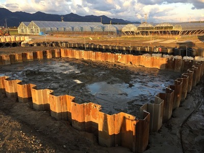 11.7仮締切鋼矢板L=9.0mの施工を完了しました。