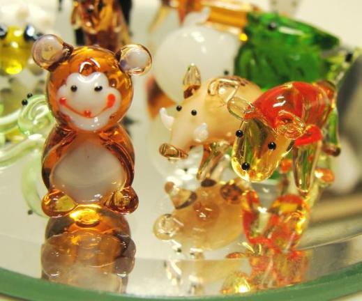 ガラス細工 豆サイズ 干支 十二支セット 新品 鏡台付き - ものせぴあ